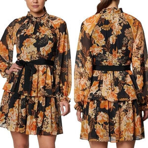 Laundry by Shelli Segal fall long sleeve tiered dress size 12